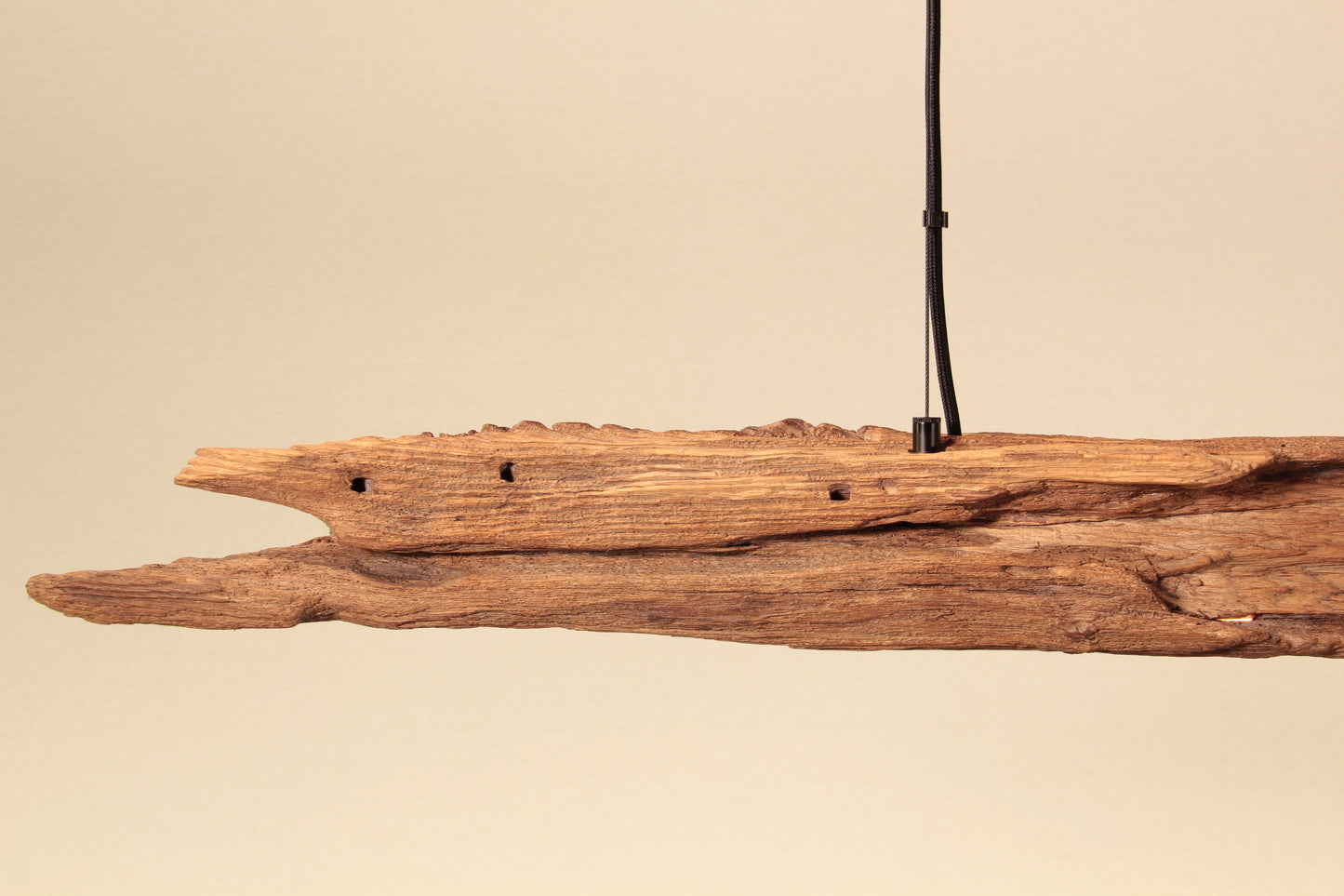 Dining table lamp - handmade unique piece - 198cm oak beam