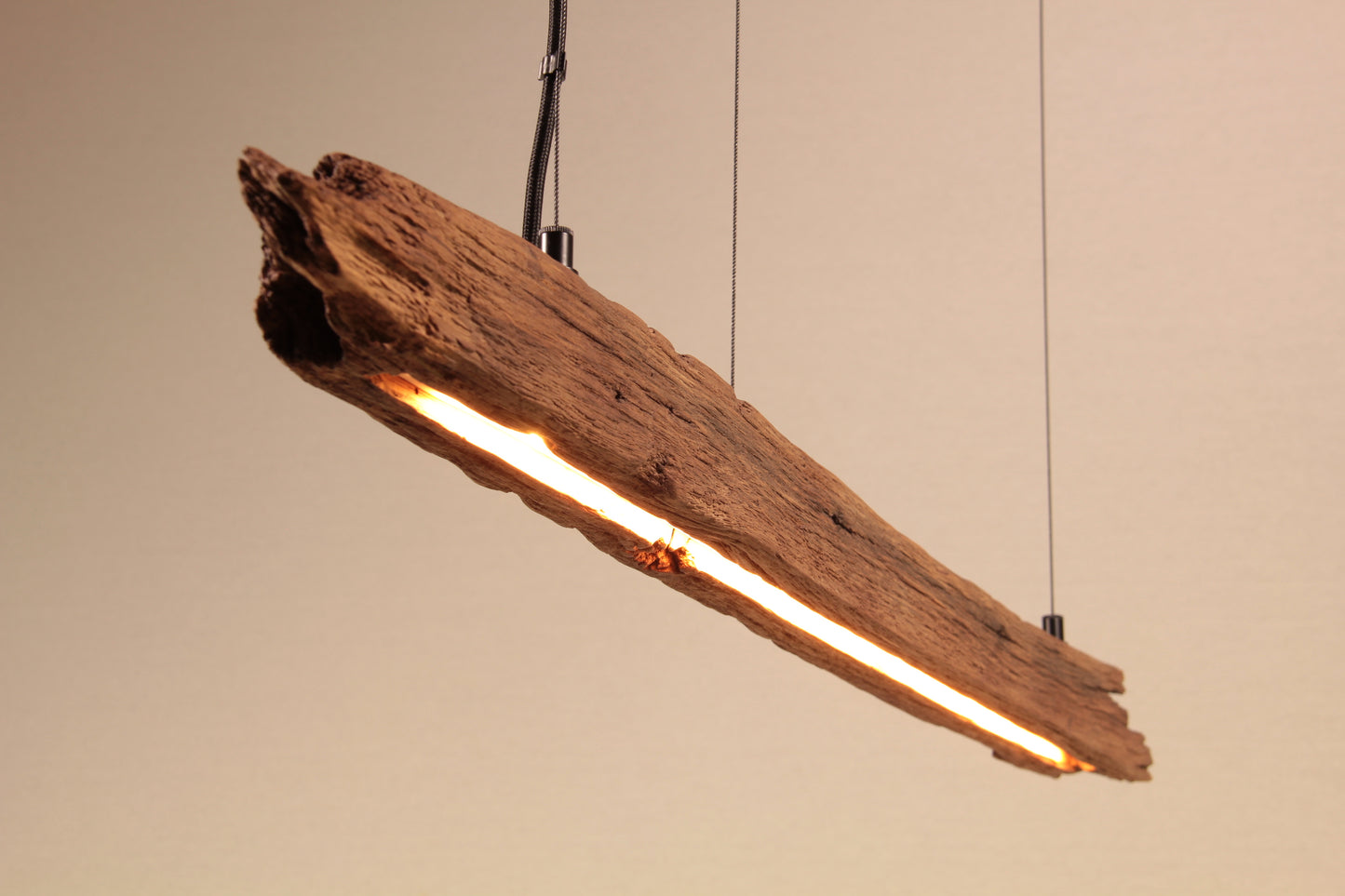 Lampada da tavolo da pranzo - pezzo unico fatto a mano - trave di quercia da 100 cm