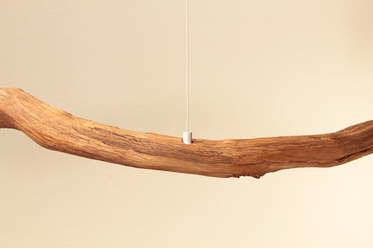 LED lampe de table à manger - fait main pièce unique - 183cm branche de chêne