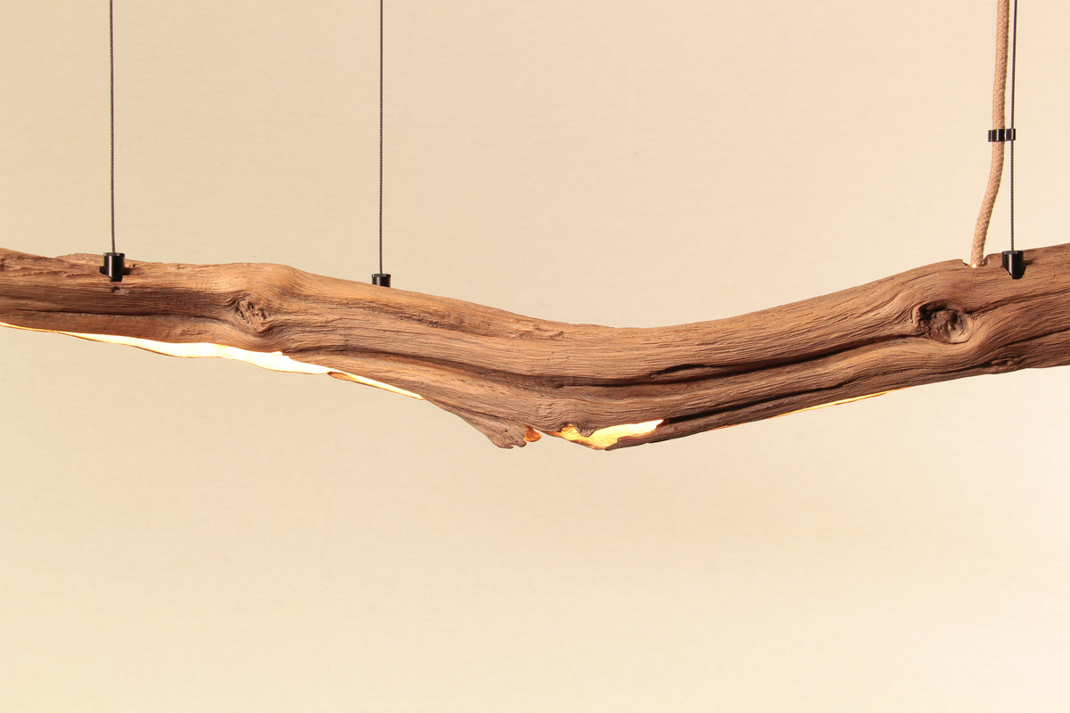Lampe de table à manger - fait main pièce unique - 113cm branche de chêne