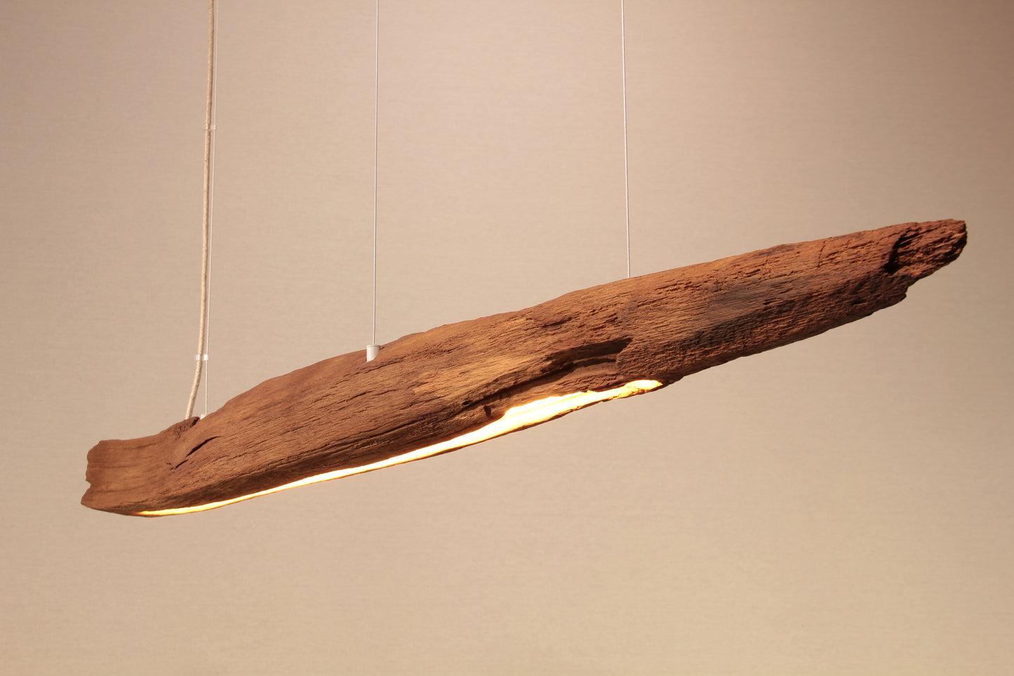 Lampada da tavolo da pranzo - pezzo unico fatto a mano - trave in rovere 134cm