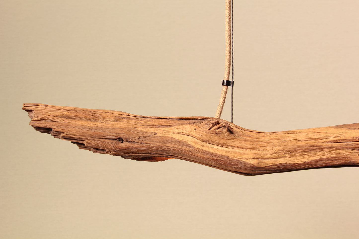 Lampada da tavolo da pranzo - pezzo unico fatto a mano - ramo di quercia di 151 cm