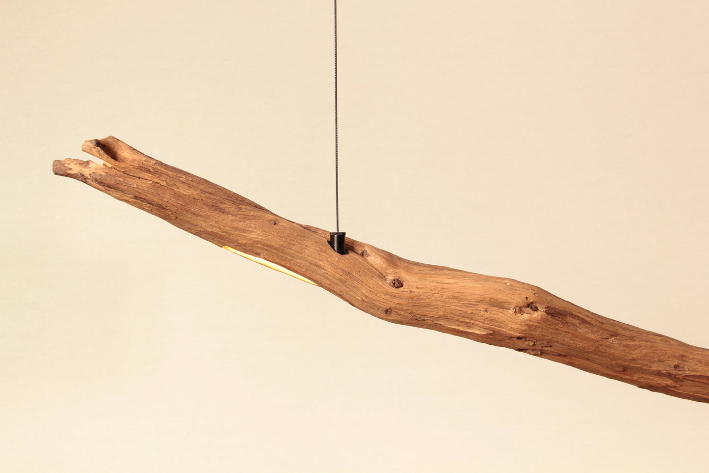 Lampada da tavolo da pranzo - pezzo unico fatto a mano - ramo di quercia di 184 cm