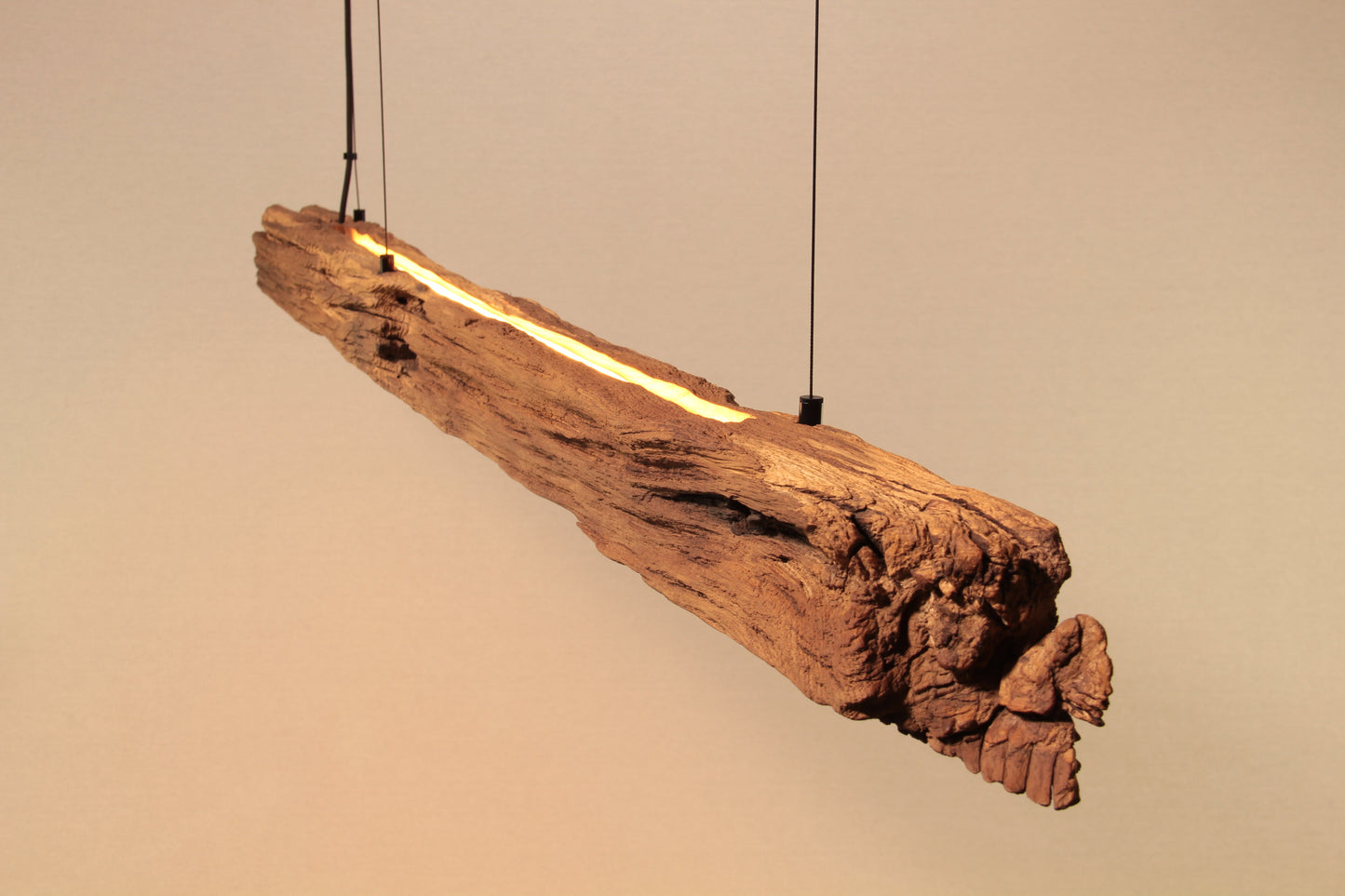 Lampada da tavolo da pranzo - pezzo unico fatto a mano - trave in rovere 170cm