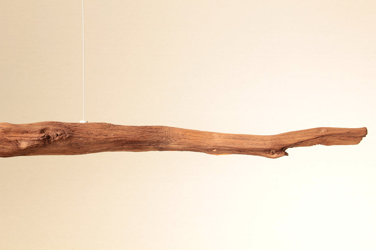 LED lampe de table à manger - fait main pièce unique - 183cm branche de chêne