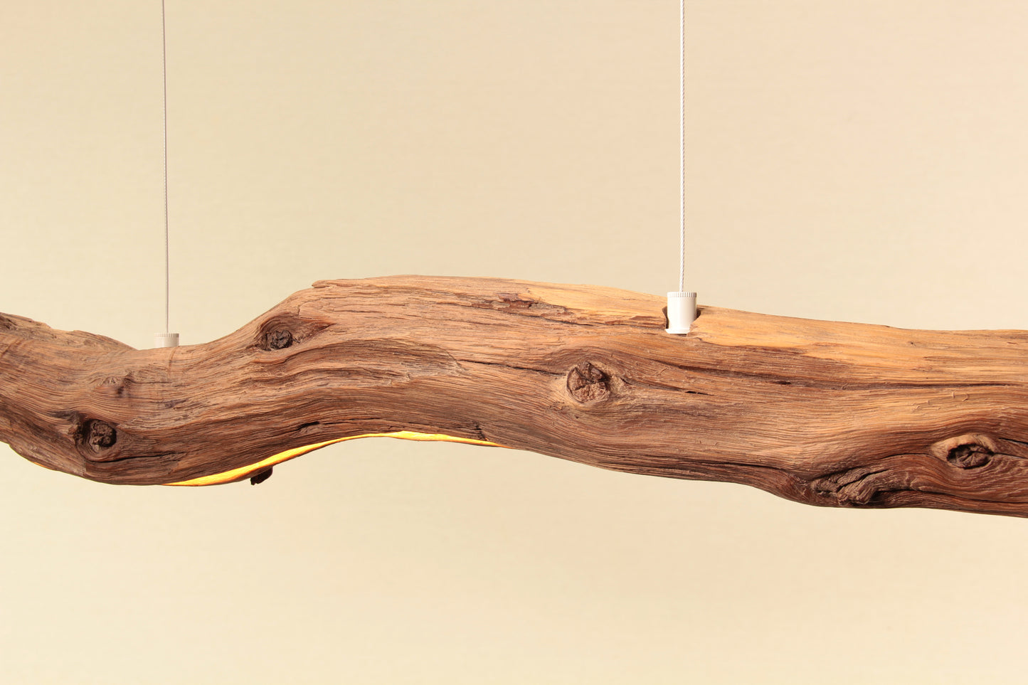 Lampada da tavolo da pranzo - pezzo unico fatto a mano - ramo di quercia di 128 cm