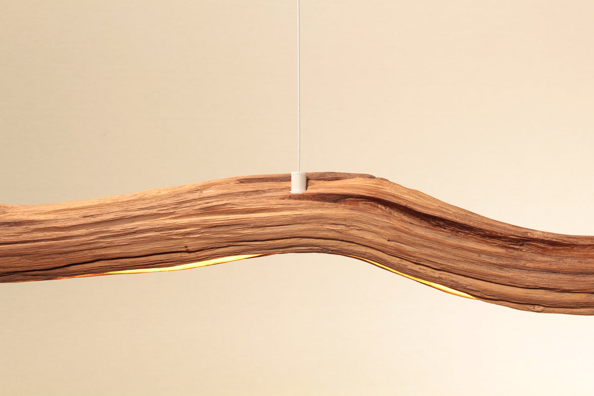 Lampe de table à manger - fait main pièce unique - 229cm branche de chêne