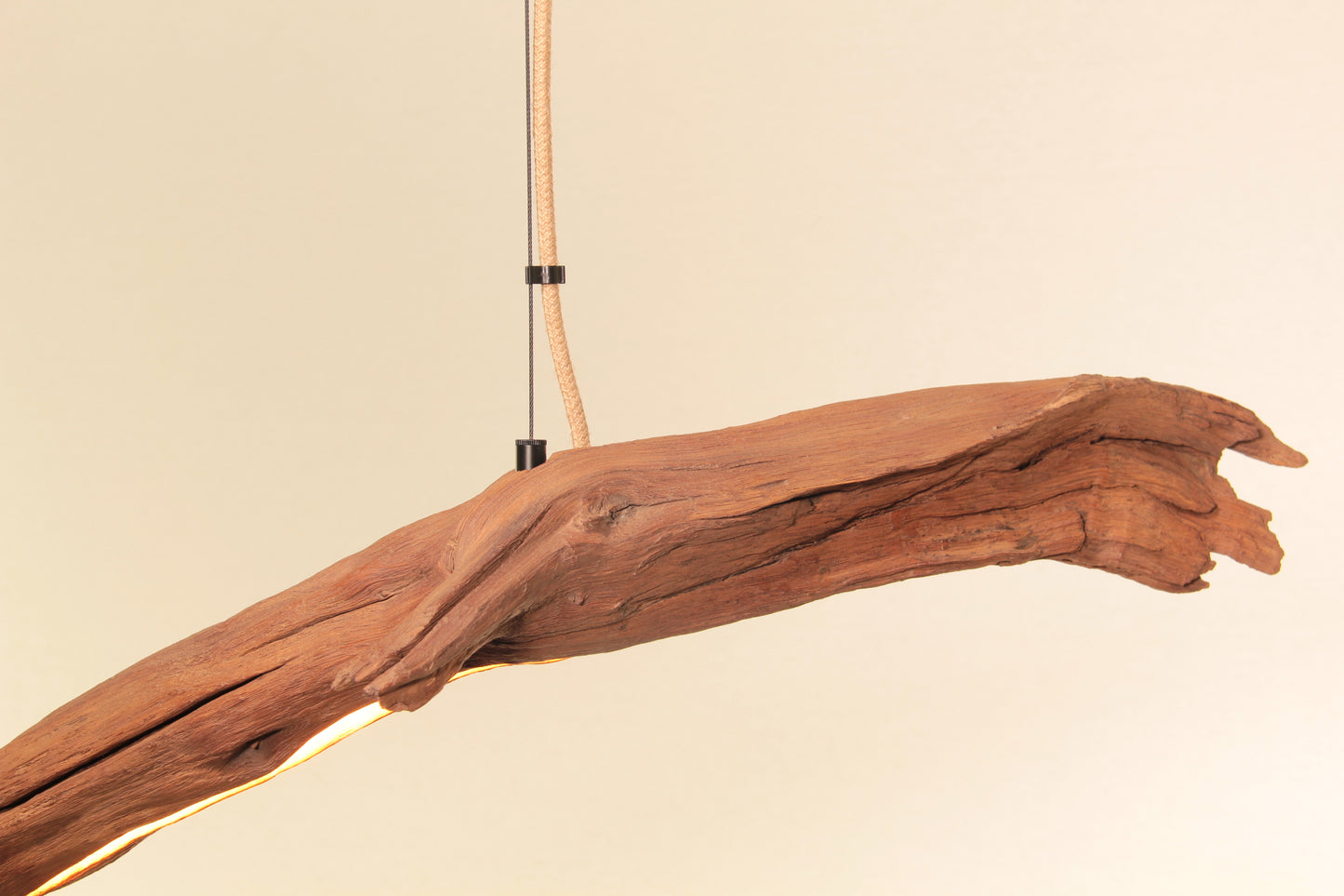 Lampada da tavolo da pranzo - pezzo unico fatto a mano - ramo di quercia di 184 cm