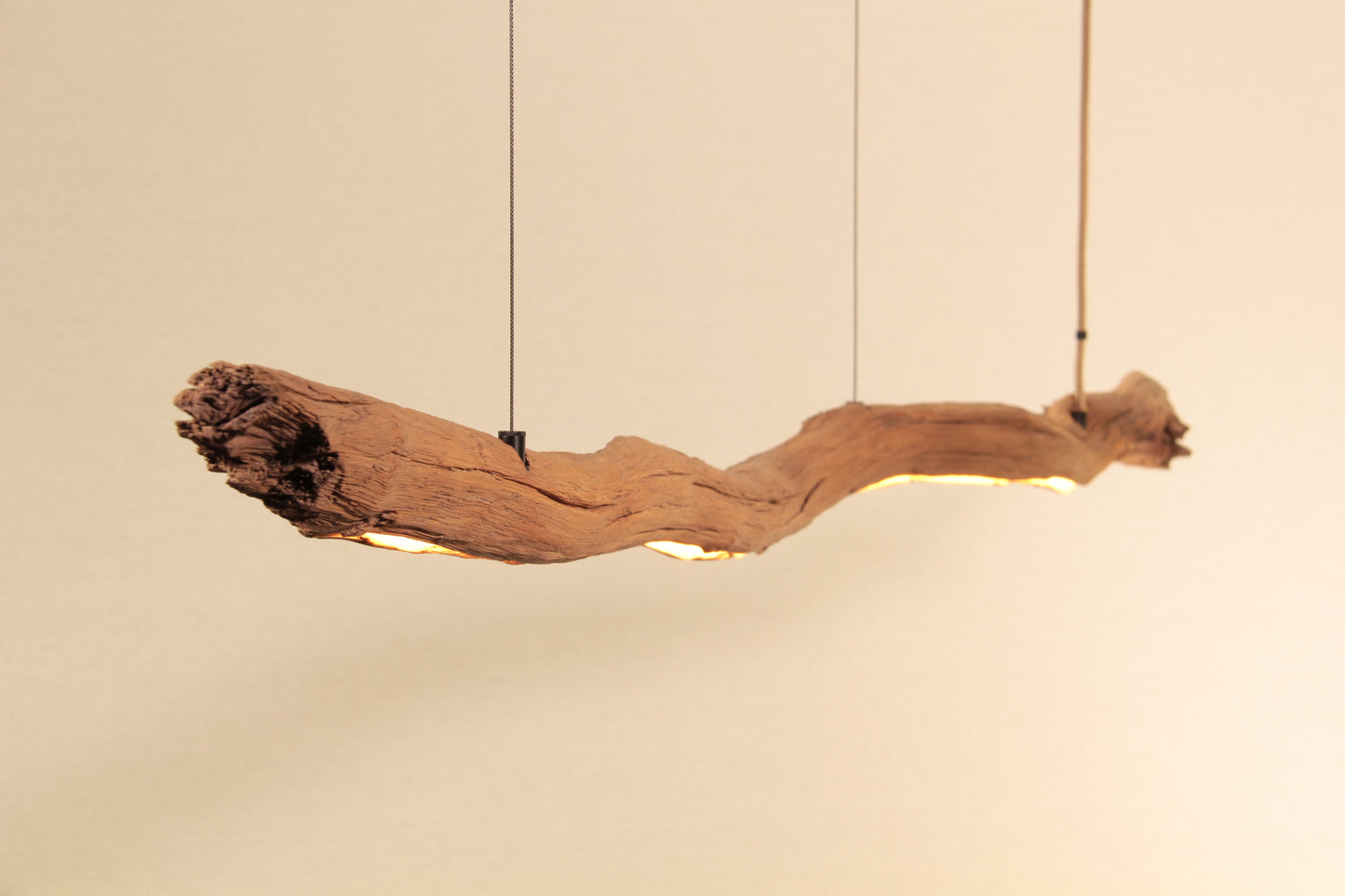 Lampada da tavolo da pranzo - pezzo unico fatto a mano - ramo di quercia di 151 cm