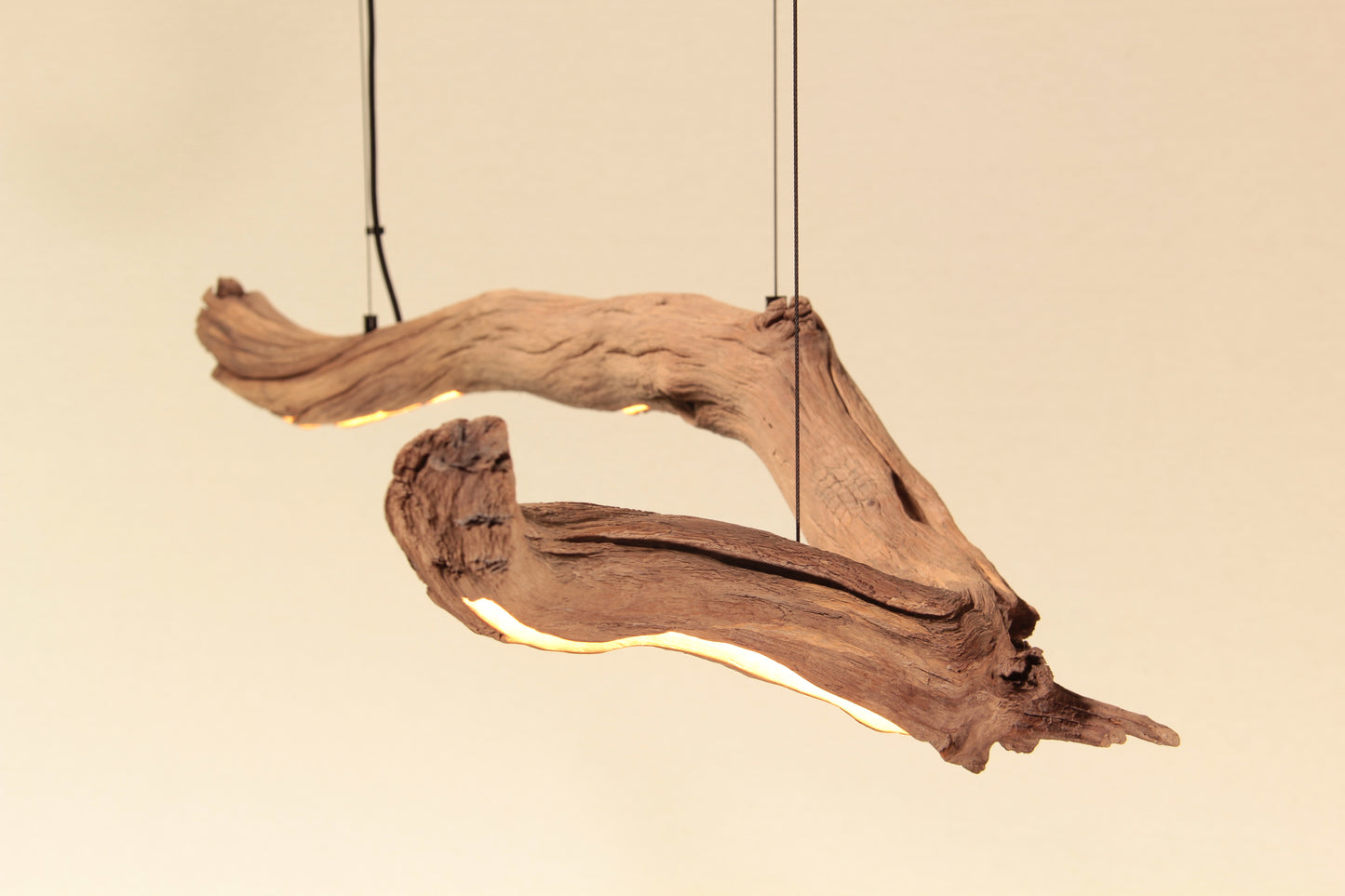 Lampada da tavolo da pranzo - pezzo unico fatto a mano - ramo di quercia da 163cm