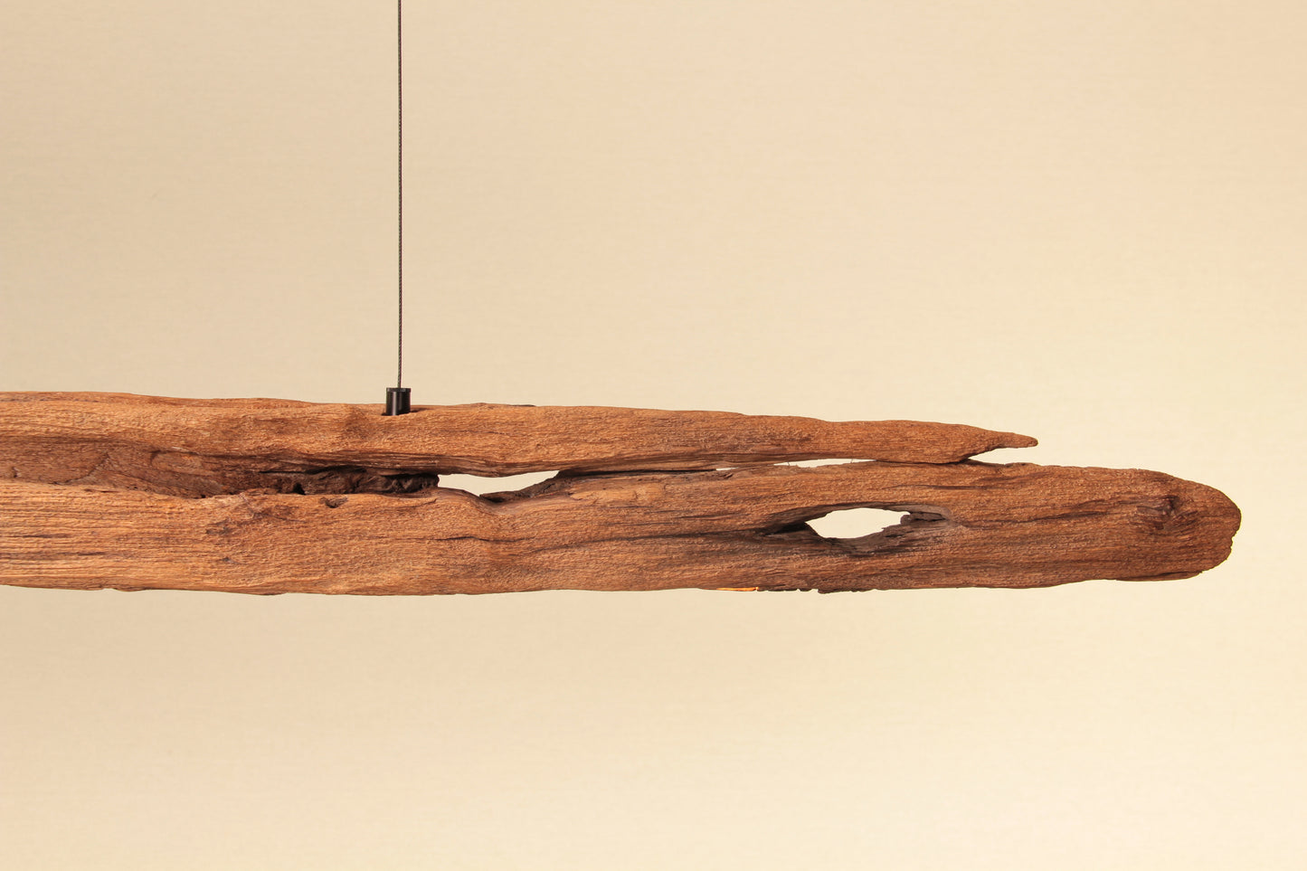 Dining table lamp - handmade unique piece - 198cm oak beam