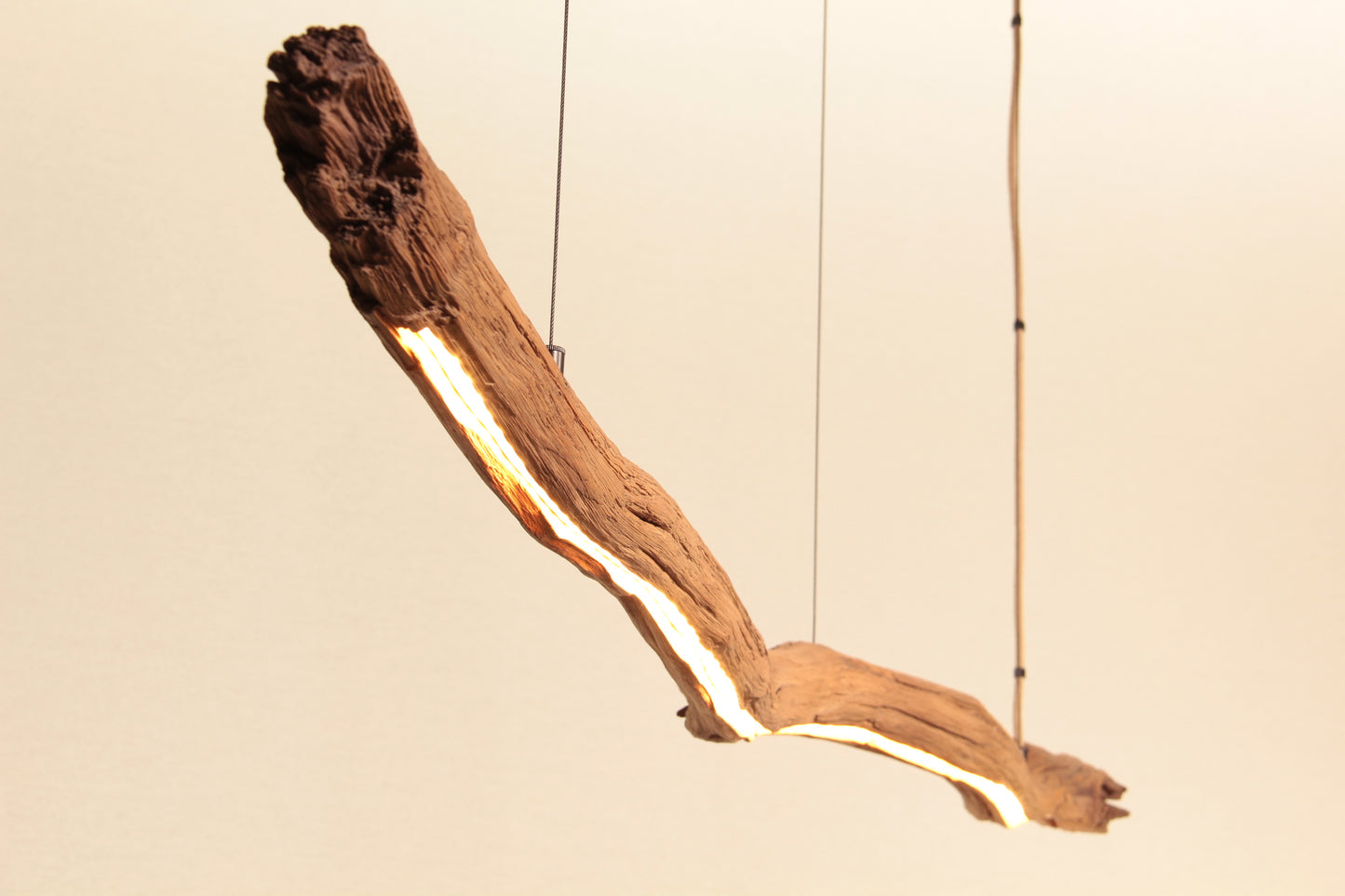 Lampada da tavolo da pranzo - pezzo unico fatto a mano - ramo di quercia di 151 cm