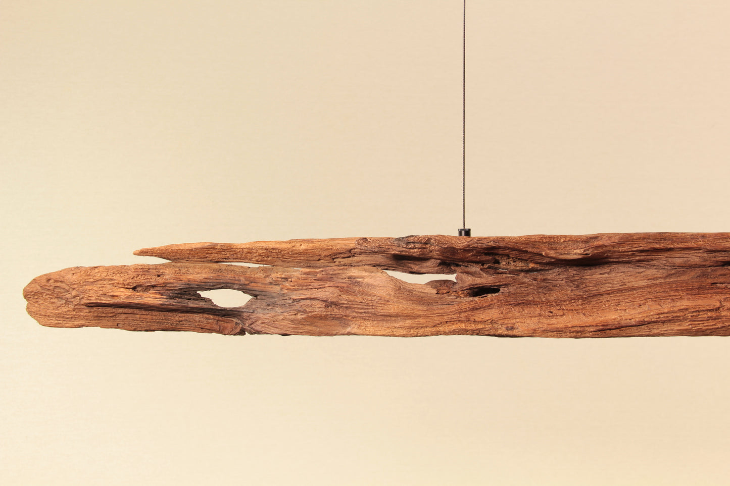 Dining table lamp - handmade unique piece - 198cm oak beam