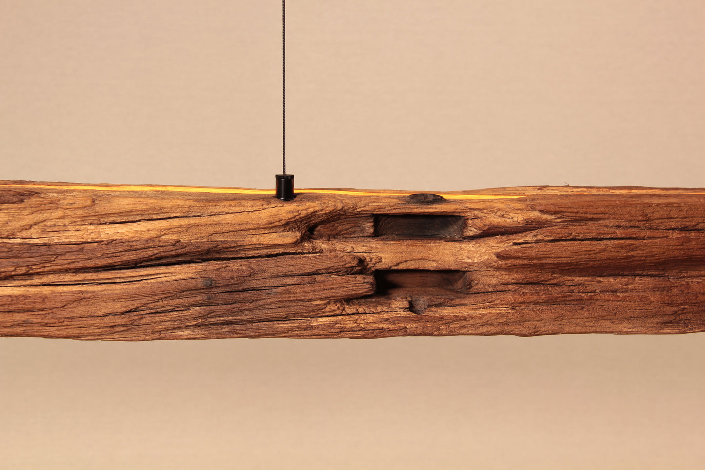 Lampada da tavolo da pranzo - pezzo unico fatto a mano - trave in rovere 170cm