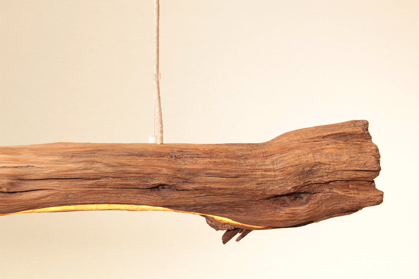 Lampada da tavolo da pranzo - pezzo unico fatto a mano - ramo di quercia di 128 cm