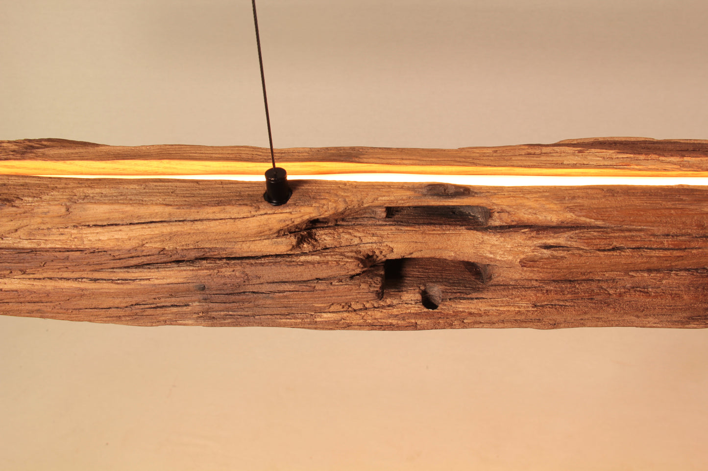 Lampada da tavolo da pranzo - pezzo unico fatto a mano - trave in rovere 170cm