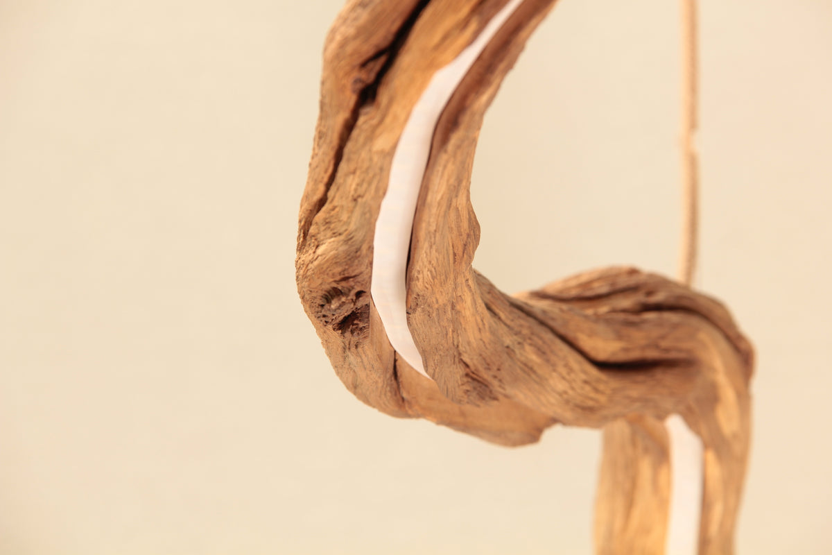 LED lampe de table à manger - fait main pièce unique - 183cm branche de chêne