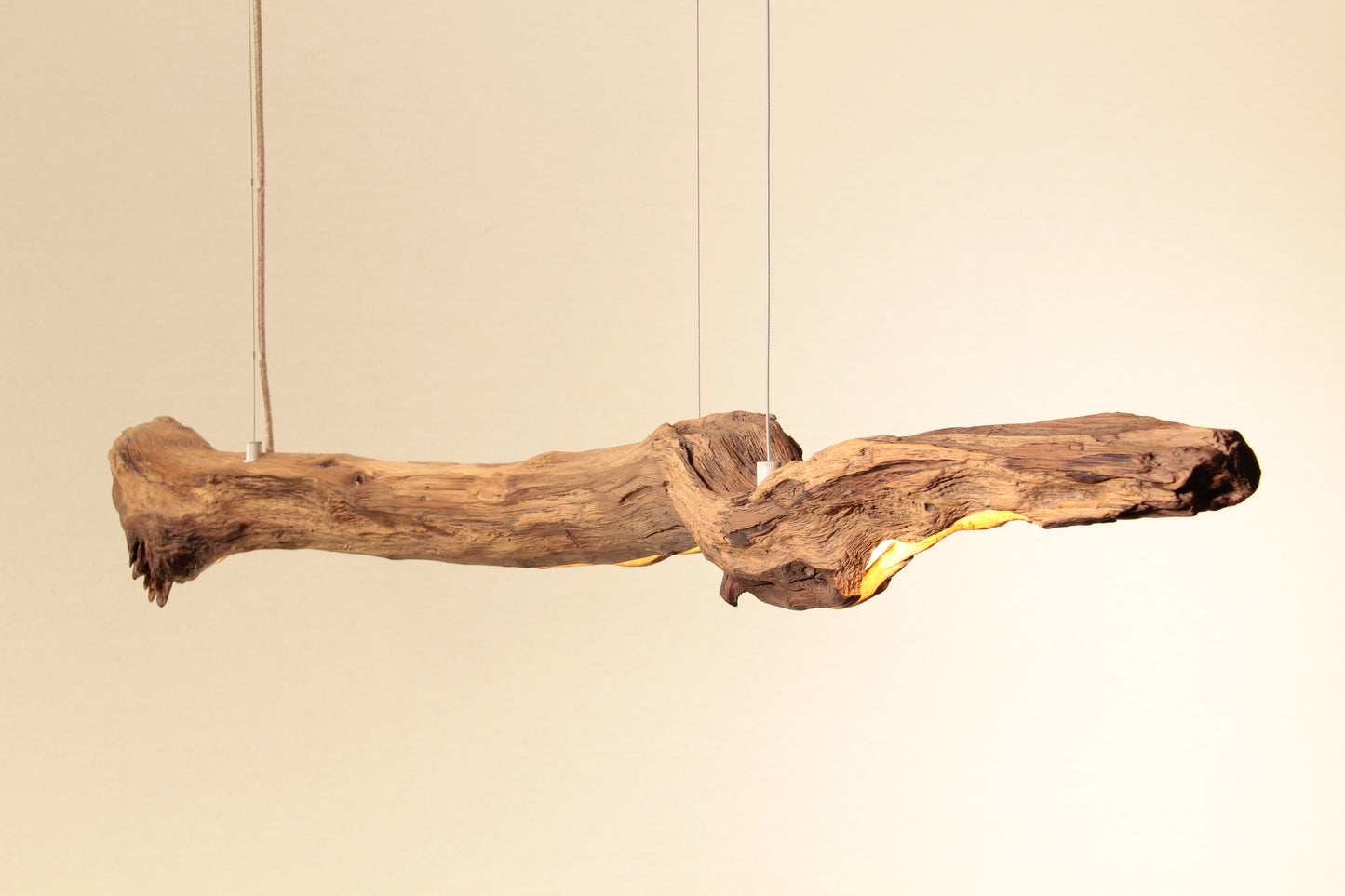 Lampada da tavolo da pranzo - pezzo unico fatto a mano - ramo di quercia di 128 cm