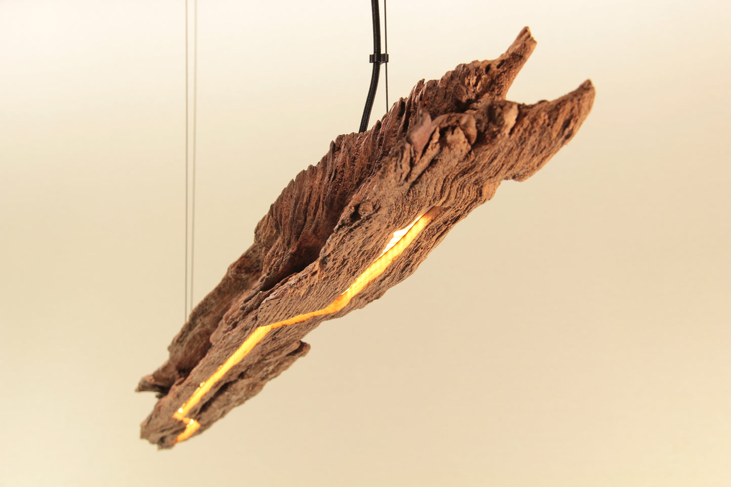 Dining table lamp - handmade unique piece - 198cm oak beam