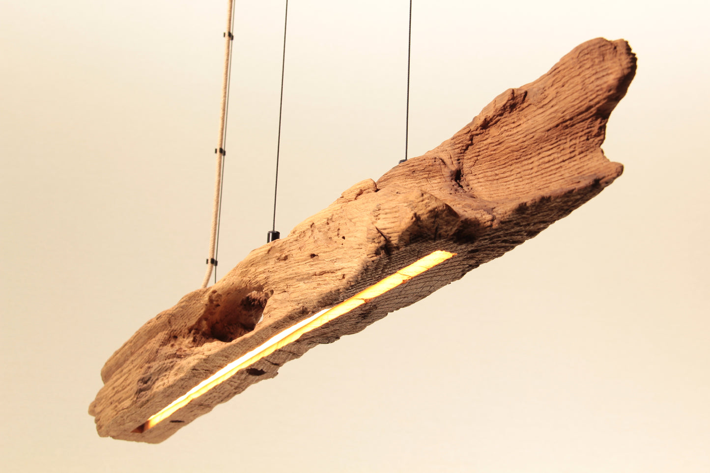 Lampe de table à manger - fait main pièce unique - 126cm poutre en chêne