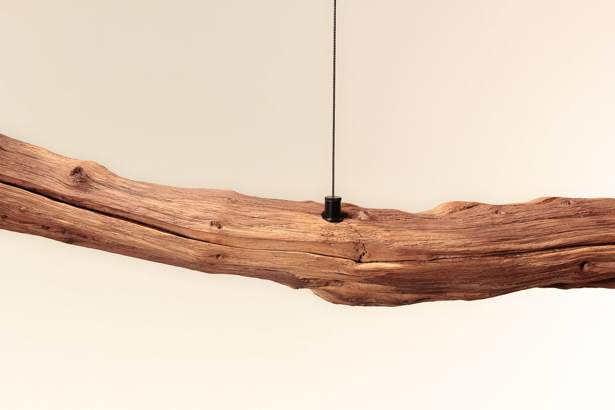 Lampada da tavolo da pranzo - pezzo unico fatto a mano - 178cm ramo di quercia
