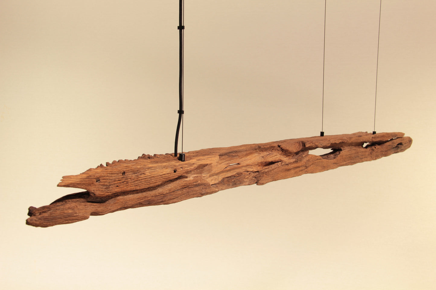 Dining table lamp - handmade unique piece - 198cm oak beam