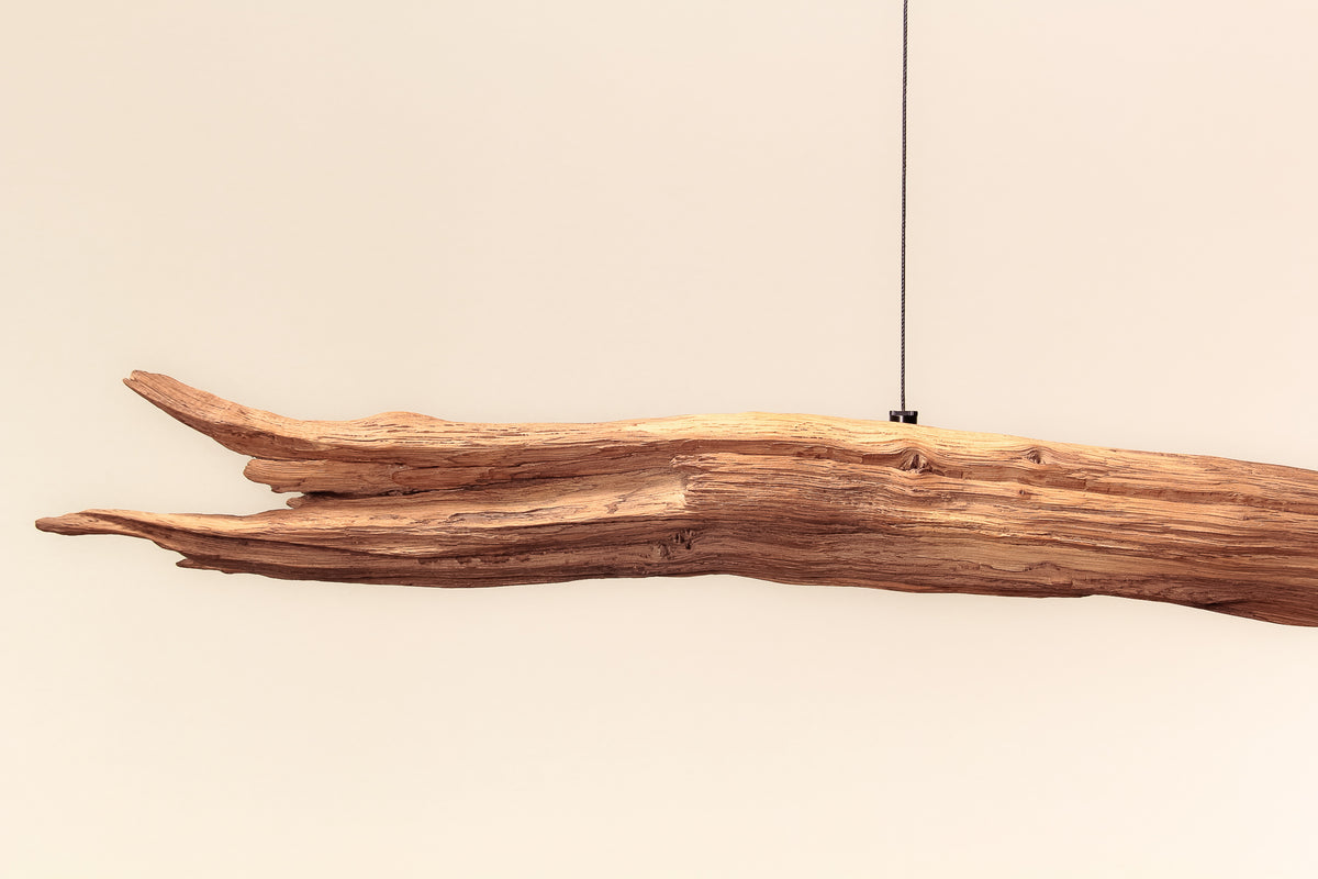 Lampada da tavolo da pranzo - pezzo unico fatto a mano - 178cm ramo di quercia