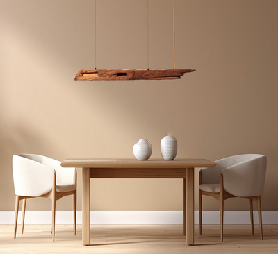 Dining Table Pendant Light - 121 cm Oak Beam - Handcrafted One-of-a-Kind