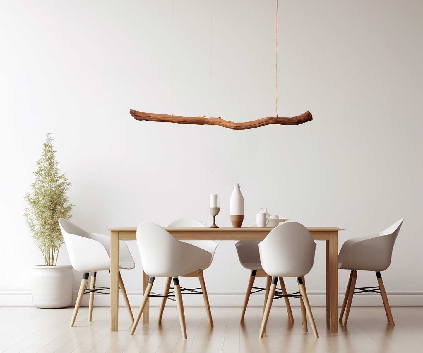Dining table lamp - handmade unique piece - 152cm oak branch