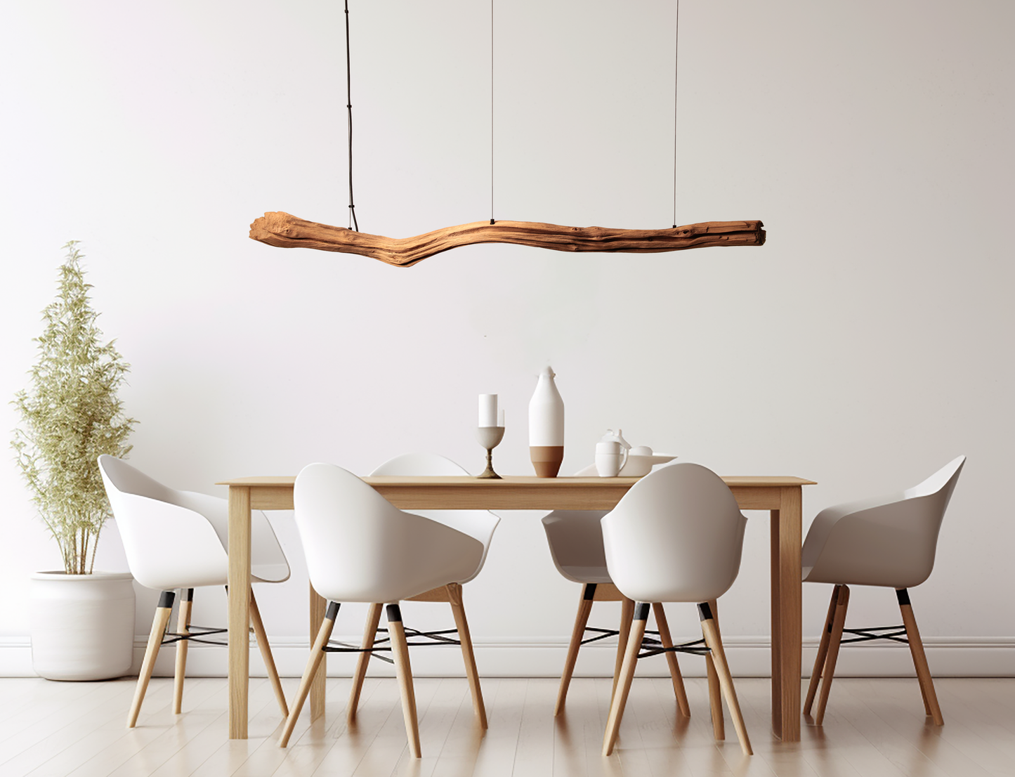 Lampe de table / bande LED / 164 cm branche de chêne