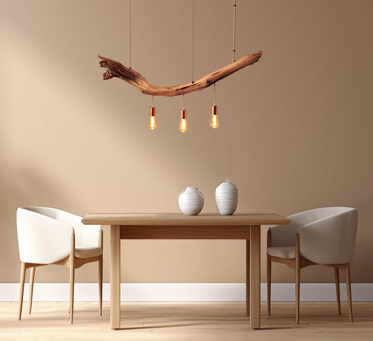 Dining table lamp / 117 cm oak branch / "Dynamo"