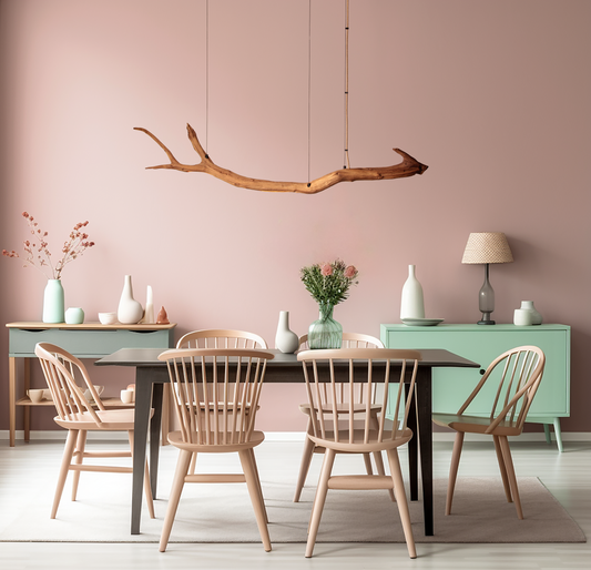 LED lampada da tavolo da pranzo - pezzo unico fatto a mano - 143cm ramo di quercia