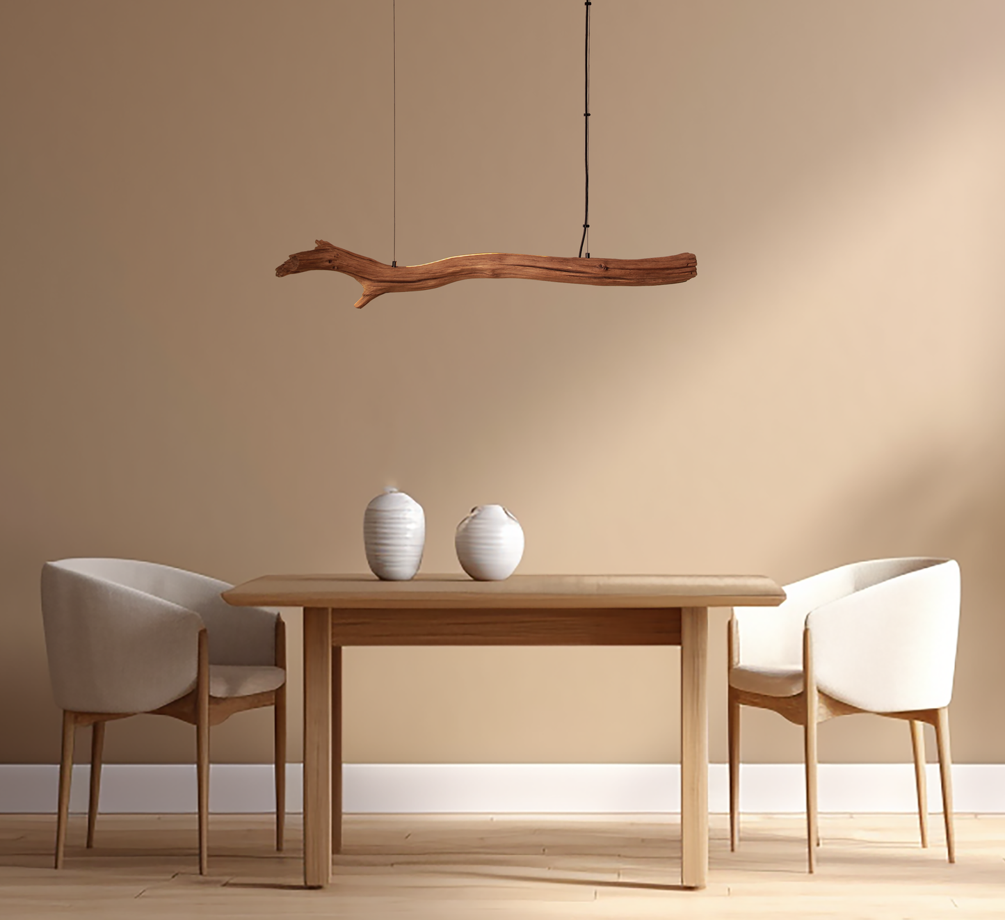 Lampe de table / bande LED / branche de chêne de 115 cm