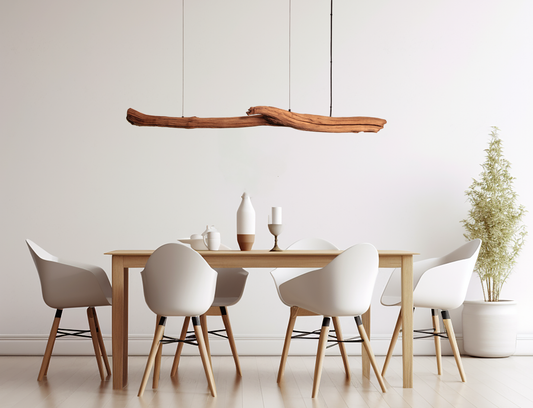 Lampe de table à manger - fait main pièce unique - 155cm branche de chêne