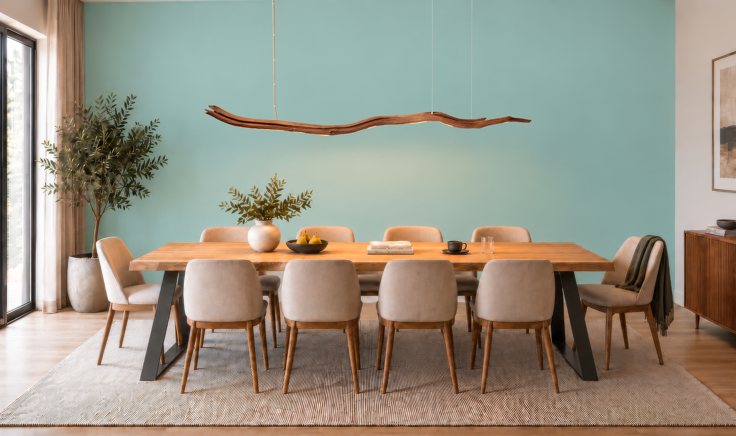 Lampe de table à manger - fait main pièce unique - 229cm branche de chêne