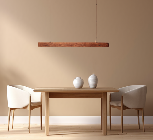 LED lampe de table à manger - fait main pièce unique - 119cm poutre en chêne 2