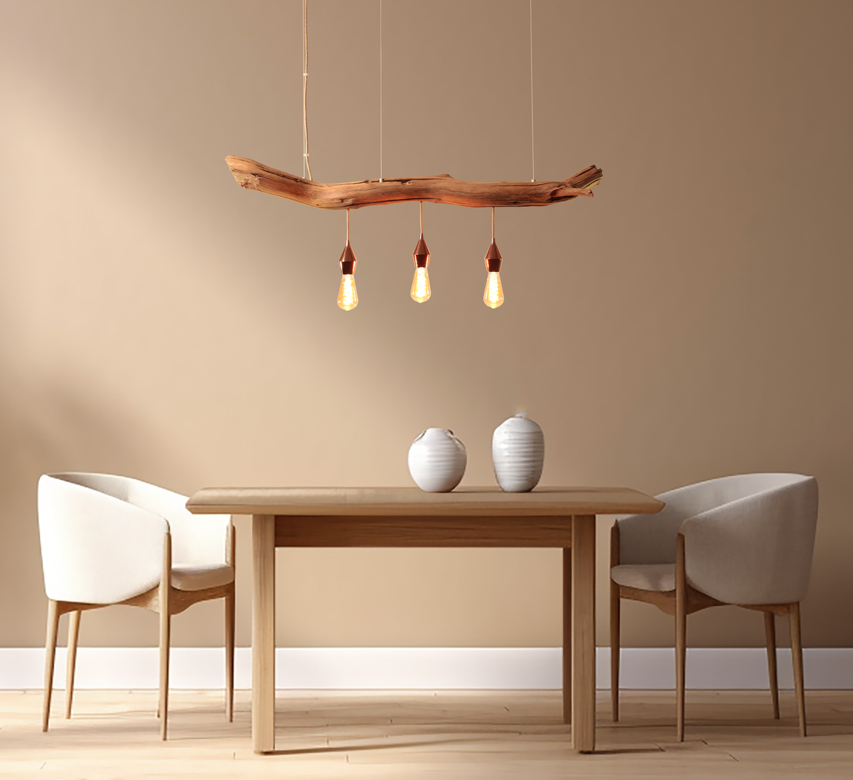 Dining table lamp / 118 cm oak branch / "The perfect complexion"