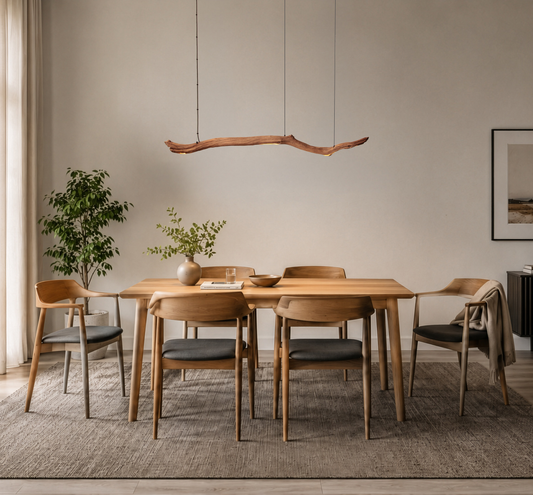 Dining table lamp - handmade unique piece - 163cm oak branch