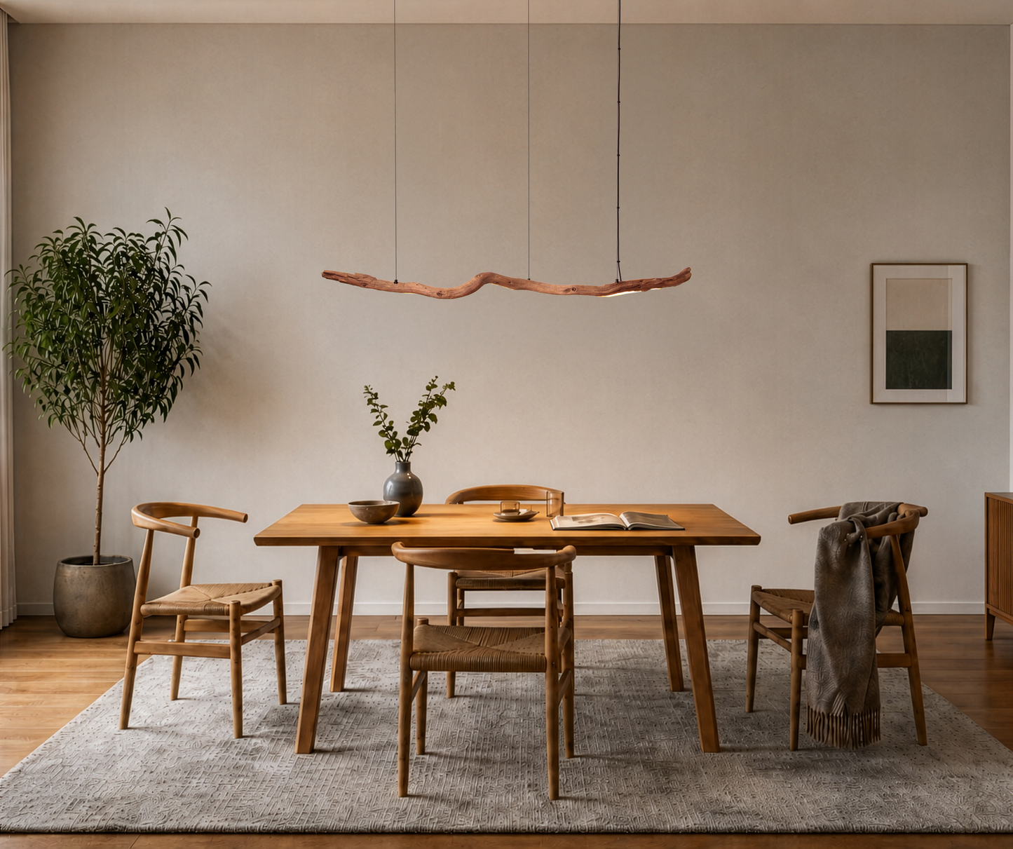 Dining Table Lamp - Handcrafted One-of-a-Kind Piece - 146 cm Oak Branch