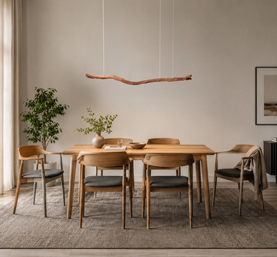 Dining Table Pendant Light - 158 cm Oak Branch - Handcrafted One-of-a-Kind