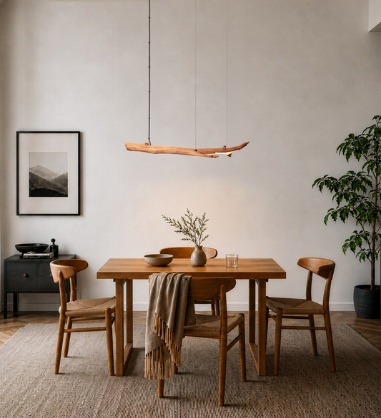Esstischleuchte - handgefertigtes Unikat - 100cm Eichenast