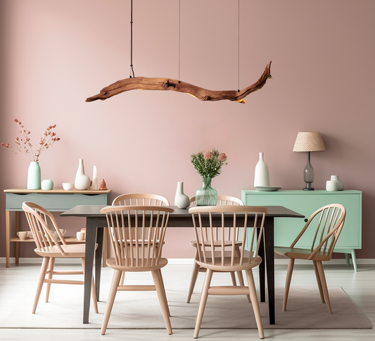 LED lampada da tavolo da pranzo - pezzo unico fatto a mano - 138cm ramo di quercia