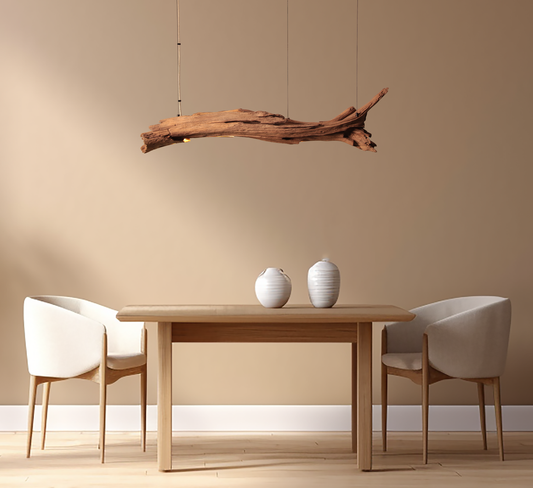 Dining table lamp - handmade unique piece - 119cm oak branch