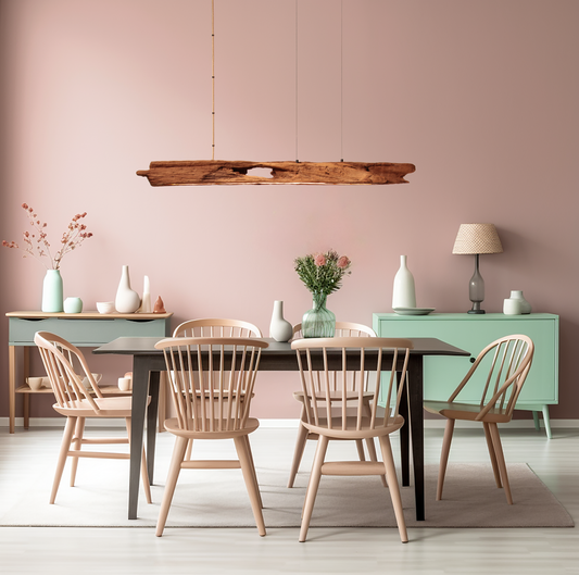 Dining table lamp - handmade unique piece - 126cm oak beam