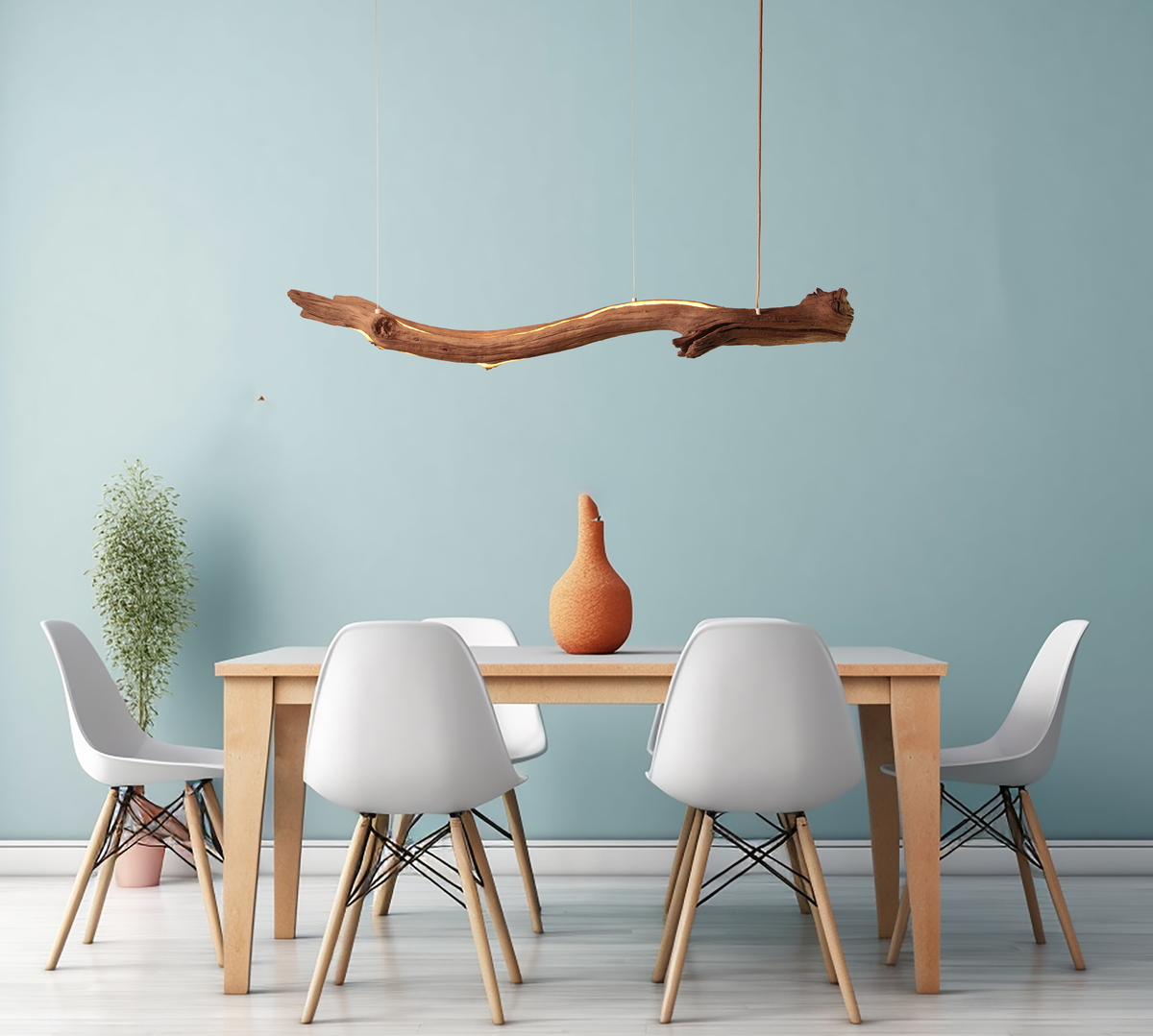 Dining table lamp / LED strip / 147 cm oak branch