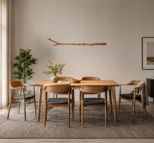 Dining table lamp - handmade unique piece - 159cm oak branch