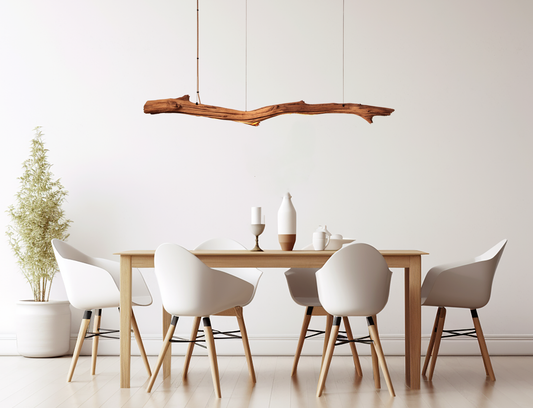 Lampe de table à manger - fait main pièce unique - 164cm branche de chêne