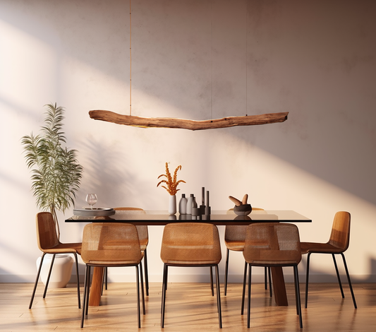 Lampe de table à manger - fait main pièce unique - 184cm branche de chêne