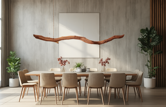 Esstischleuchte - handgefertigtes Unikat - 245cm Eichenast