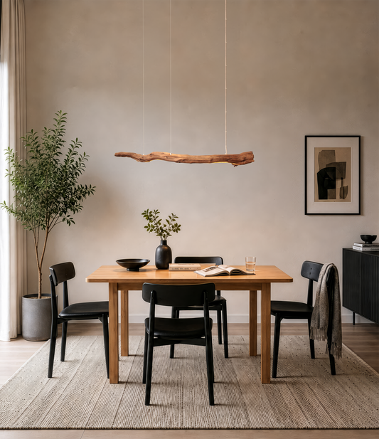 Dining table lamp - handmade unique piece - 128cm oak branch
